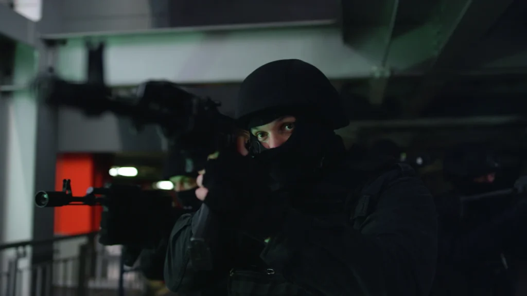 portrait of anti terrorist squad in masks walking 2026 01 11 08 32 06 utc